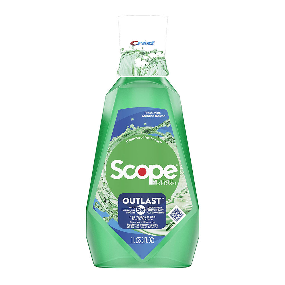 Crest Scope Outlast Mouthwash Long Lasting Mint For Fresh Breath, 33.8 Oz